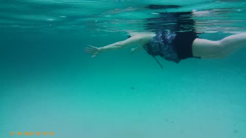 Mom Snorkeling in Eleuthera