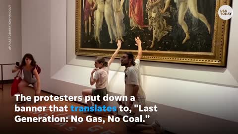 Protesters glue themselves in museum in Italy