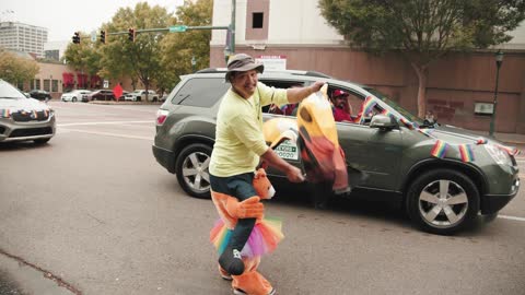 Man In Costume Performing In A Parade