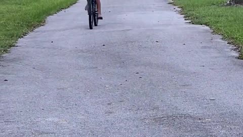Jazmin Mann and White Bellied Caique on a bike ride