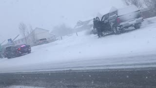 Snow Storm Causes 30 Car Pileup in Montana