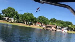 Water Skier Lands a Massive Jump