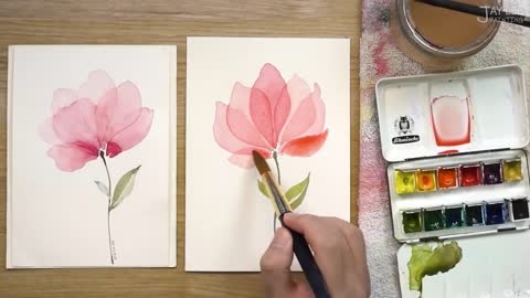 Quick learning - layered petals - watercolor painting technique, easy to learn!4