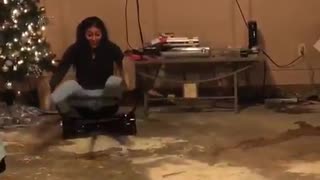 Woman Goes Straight Into The Wall After Trying The Hover Board For The First Time