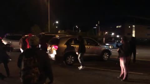 Vehicle Tries To Get Through AntiFa Crowd Blocking The Road And Gets Tires Slashed