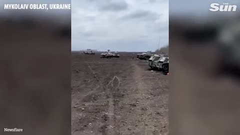 Ukrainian soldiers find field full of abandoned Russian tanks after invaders 'fled their post'