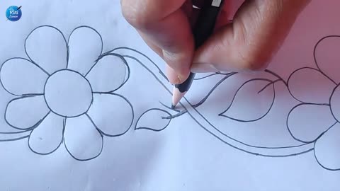 Hand embroidery new floral border line design drawing tutorial,বর্ডার লাইন ডিজাইন আঁকা শিখুন