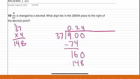 Math Olympiad for Middle School | 2005 | Division M | Contest 1 | MOEMS | 1D