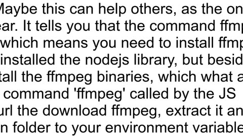 39ffmpeg39 is not recognized as an internal or external command in nodejs nodeffmpeg