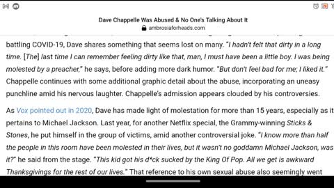 Dave Chappelle Abused And Nobody Say Anything About It My Take