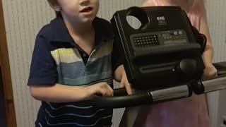 Children using exercise equipment