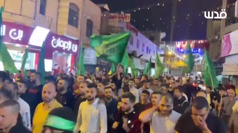 FOOTAGE - A massive march in Nablus, Gaza in support of the Hamas and Gaza