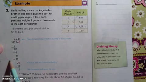 Gr 6 - Ch 3 - Lesson 7 - Divide Decimals by Whole Numbers