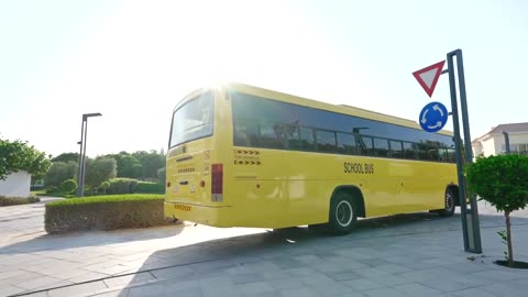 Diana and Roma teach School bus rules with friends