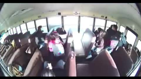 American car overturns school bus during high-speed street race
