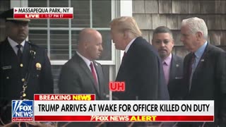 Donald Trump arrives at the wake of slain NYPD officer Jonathan Diller