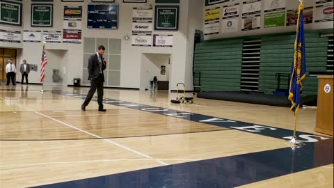 Speaking about the Tomb of the Unknown Solder at Timpanogos High School.