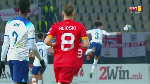 Macedonia - England (Lewis foul on Miovski, Enis Bardhi scores)