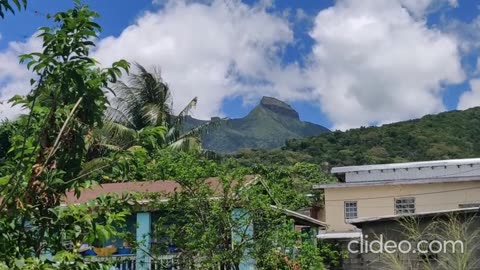 Mount Liamuiga seen from the small town of St. Paul´s , St. Kitts .