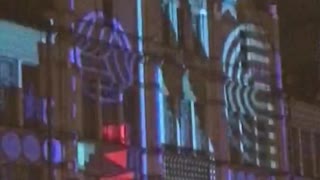 incredible hologram on the building