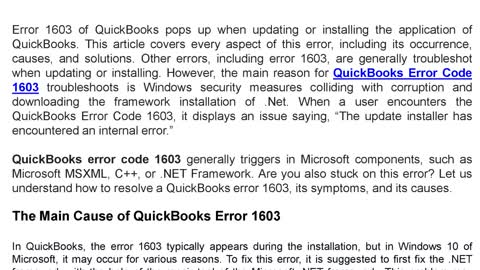 How to Resolve QuickBooks error 1603?