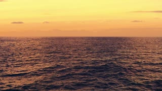 Ocean Horizon Yellow Clouds In Sunset View Water