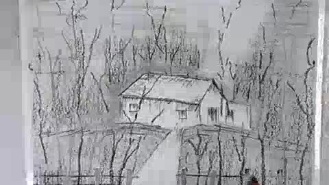 Easy pencil sketch scenery, forest house - #shorts.mp4