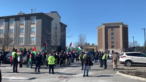 Commie muslim protest outside Conservative conference March 24 2024