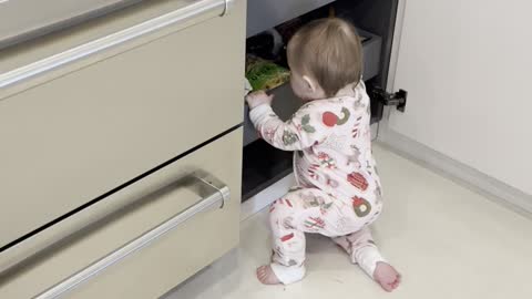 Baby Gets Caught Snooping In Pantry