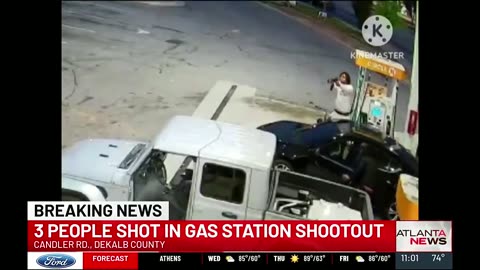 3 innocent bystanders shot during a gas station shootout in Atlanta, Georgia.