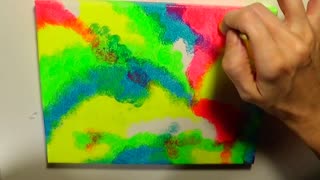 Neon Colors and Gold Abstract Painting