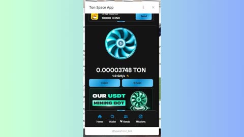 new mining mini app bot telegram ton space app
