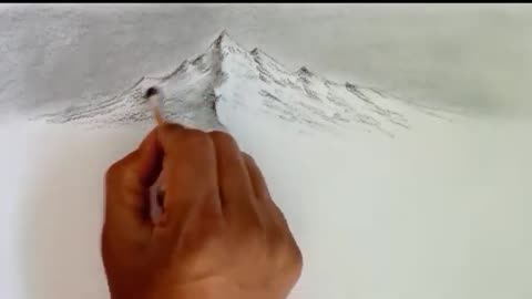 Pencil drawing landscape scenery/ Snow mountain landscape drawing with pencil