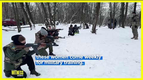 Ukrainian women and children receiving training.