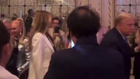 Melania Trump spotted with President Trump at a Mar-A-Lago dinner reception for Viktor Orban.
