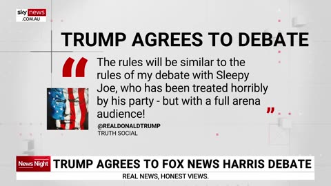 Trump agrees to debate Harris on FOX