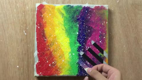 Rainbow Abstract Painting with Masking