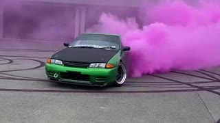 Car Tire Burnout Gender Reveal