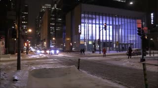 Night Street View During Snow