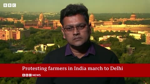 Protesting farmers in India march to Delhi |BBC News