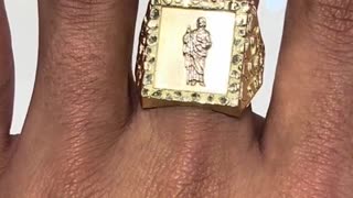 Men's Real Gold Nugget Saint Jude Ring