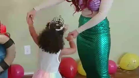 Dry land dance with this mermaid princess Ariel at a birthday party in Katy TX