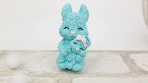 Figurine made of polymer clay Mother Bunny with daughter Bunny Handmade figurine rabbits Annealart