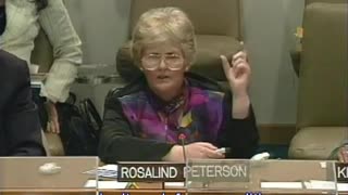 Rosalind Peterson speaking at a UN organized meeting about Climate Change