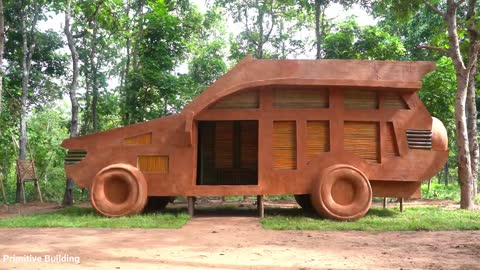 Build The Most Beautiful Car By Using Bamboo With Wooden - Mud - Car House