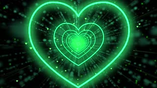 096. Heart Tunnel💚GreenHeart Background Neon Heart Background Video Wallpaper Heart [3 Hours]