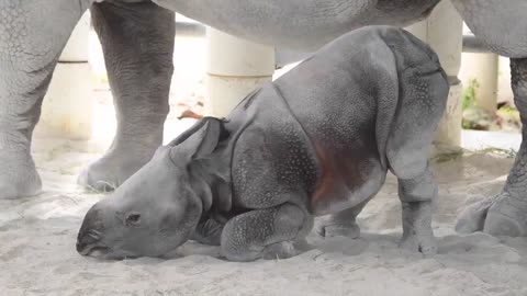 ‏Welcome with us the newborn female Indian rhino "Akoti"