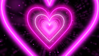 074. Neon Lights Love Heart Tunnel Background💕Pink Heart Background corazones blanco y negro