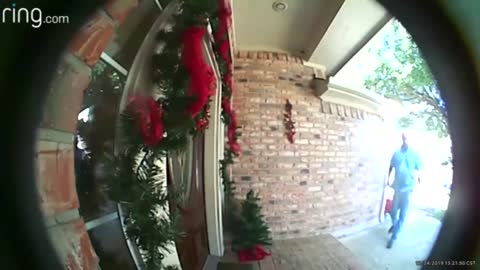 Man Stumbles And Crashes Into The Front Door Coming Up The Stairs, Caught By Doorbell Cam