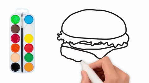 How to Draw a Hamburger Easy Step by Step and Coloring For Kids